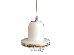 1950s 60s mid-century modern Danish Scandinavian white opal bell ceiling lamp