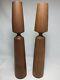 2 Mid-century-modern Danish Wood Teak Candlesticks Candle Holders 9.75