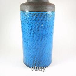 29cm Vintage Mid Century HAK Danish Stoneware Nils Kahler Blue Pottery Vase