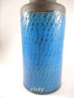 29cm Vintage Mid Century HAK Danish Stoneware Nils Kahler Blue Pottery Vase