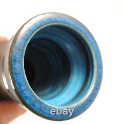 29cm Vintage Mid Century HAK Danish Stoneware Nils Kahler Blue Pottery Vase