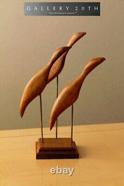 Atomic MID Century Modern Abstract Birds Teak Sculpture! Vtg 50s 60s Danish Art