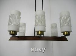 Chandelier Wood Atomic Scandinavian Style Danish Modern Modernist 6 lights