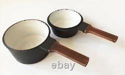 DANSK QUISTGAARD ORECAST Vintage Iron Sauce Pan Set Matte Black Wooden Handles