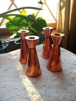 Danish Mid-Century Modern MCM (4) Copper Candle Holders E Dragsted Denmark