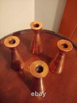 Danish Mid-Century Modern MCM (4) Copper Candle Holders E Dragsted Denmark