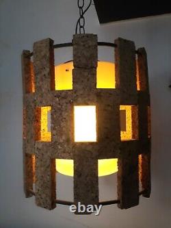 Excellent 1950s Cork Mid Century Modern Danish Design Swag Lamp