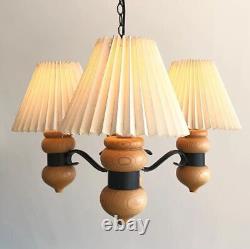 Gorgeous and cozy Danish mid century vintage pine wood three armed ceiling lamp