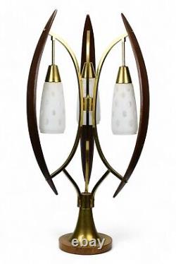 Large Danish Mid Century Modern MCM Bent Teak Wood Sculptural Table Lamp