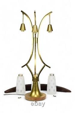 Large Danish Mid Century Modern MCM Bent Teak Wood Sculptural Table Lamp