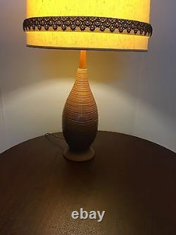 Large Vintage Mid Century Danish Modern Retro Ceramic Teak Beehive Lamp 1960s