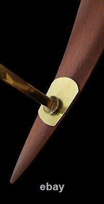 MCM Danish Bent Teak Architectural Eames Era Vtg Cylinder Glass Shade Lamp