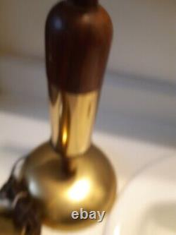 MID CENTURY Pair Table Lamp Lights MCM Danish BulletStyle Brass & Wood Works 17
