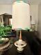 Mid Century Modern Danish Style Atomic Teak & Plaster Ufo Lamp All Original