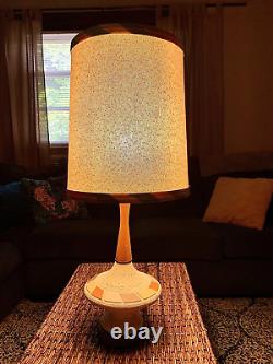 MID Century Modern Danish Style Atomic Teak & Plaster Ufo Lamp All Original