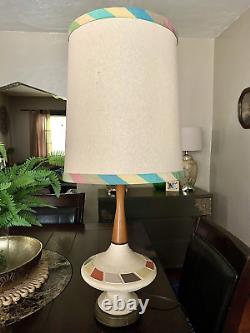 MID Century Modern Danish Style Atomic Teak & Plaster Ufo Lamp All Original