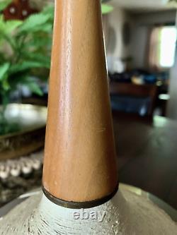 MID Century Modern Danish Style Atomic Teak & Plaster Ufo Lamp All Original