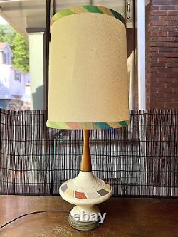 MID Century Modern Danish Style Atomic Teak & Plaster Ufo Lamp All Original