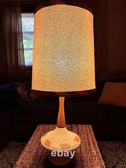 MID Century Modern Danish Style Atomic Teak & Plaster Ufo Lamp All Original