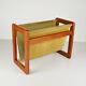 Magazine Rack Teak & Suede Vintage Midcentury Modern Danish Design