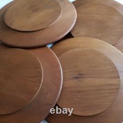 Mid Century Anders Lervad & son Denmark Teak Wood 10 Plates set of 4 RARE