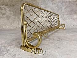 Mid-Century Danish Gold Aluminum Coat Rack with Shelf, 6 Hooks, Hat Hanger