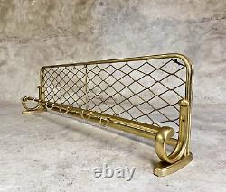 Mid-Century Danish Gold Aluminum Coat Rack with Shelf, 6 Hooks, Hat Hanger