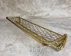 Mid-Century Danish Gold Aluminum Coat Rack with Shelf, 6 Hooks, Hat Hanger