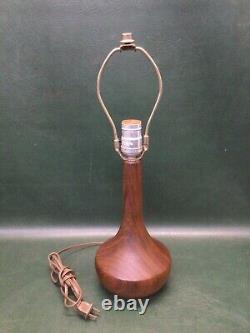 Mid Century Danish Modern Staved Teak Wood Bulbous Sculpted Table Lamp 17