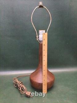Mid Century Danish Modern Staved Teak Wood Bulbous Sculpted Table Lamp 17