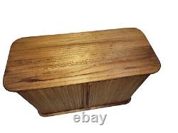 Mid Century Danish Modern Tambour Teak CD Holder Storage Rack Case Rolling Doors