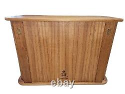 Mid Century Danish Modern Tambour Teak CD Holder Storage Rack Case Rolling Doors