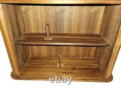 Mid Century Danish Modern Tambour Teak CD Holder Storage Rack Case Rolling Doors