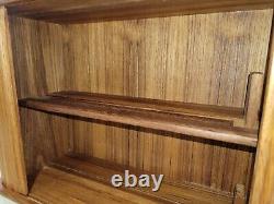 Mid Century Danish Modern Tambour Teak CD Holder Storage Rack Case Rolling Doors