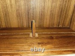 Mid Century Danish Modern Tambour Teak CD Holder Storage Rack Case Rolling Doors