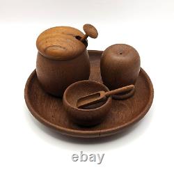 Mid Century Kay Bojesen Teak Condiment Set Complete Scandinavian Modern Denmark