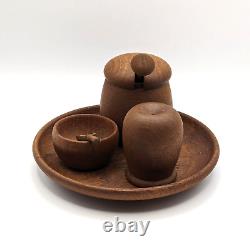 Mid Century Kay Bojesen Teak Condiment Set Complete Scandinavian Modern Denmark