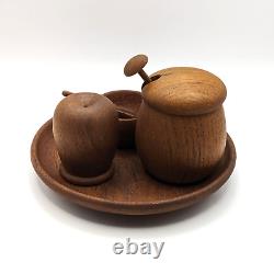 Mid Century Kay Bojesen Teak Condiment Set Complete Scandinavian Modern Denmark