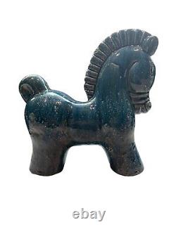 Mid Century Modern Danish Blue glazed ceramic horse