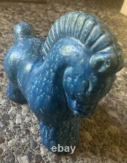 Mid-Century Modern Danish Ceramic Horse In Turquoise Glaze Antique Unique