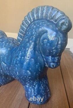 Mid-Century Modern Danish Ceramic Horse In Turquoise Glaze Antique Unique