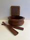 Mid-century Danish Modern Dansk Ihq Denmark Staved Teak Salad Bowl Withservers