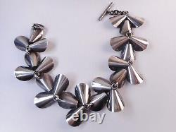 NE Niels Erik From Denmark Mid Century Modern Sterling Leaf Flower Bracelet