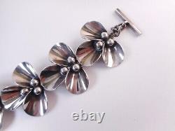 NE Niels Erik From Denmark Mid Century Modern Sterling Leaf Flower Bracelet