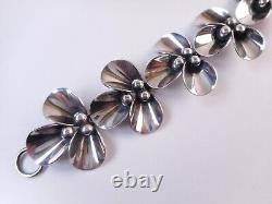 NE Niels Erik From Denmark Mid Century Modern Sterling Leaf Flower Bracelet