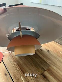 Orange Mid Century Danish Atomic Saucer Hanging Ceiling Light Fixture New