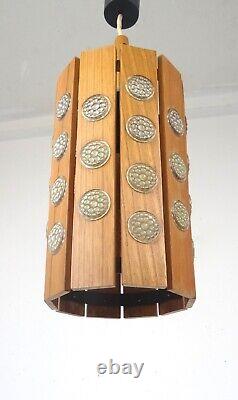 Original Danish Modern Teak MID Century Chandelier Ceiling Lamp Pendant