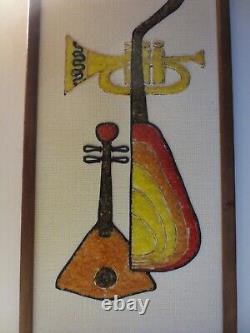 Original Mid-Century Danish Modern Wall Plaque With Musical Instruments