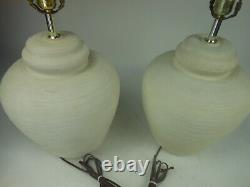 Pair Mid Century S+M Ind 1975 Beehive Lamps Off White Ceramic S+Mind