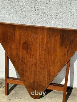 Pair of Vintage Authentic Danish Mid Century Modern Triangle Folding Side Tables